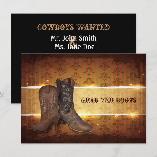 noodlijdend westers land cowboy bruiloft aankondiging (Voorkant / Achterkant)
