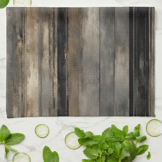 Noodlijdend Zwart Goud en Grijze Streep Theedoek (Gevouwen)