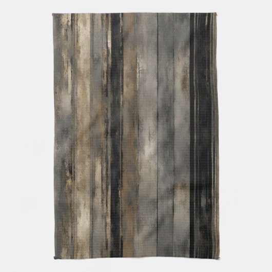 Noodlijdend Zwart Goud en Grijze Streep Theedoek (Verticaal)