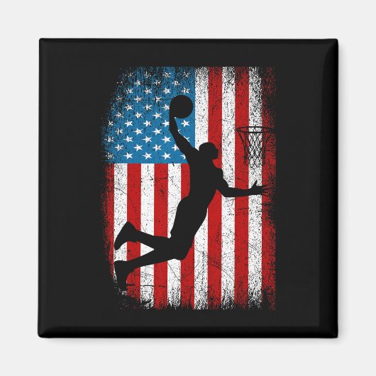 Noodlijdende Amerikaanse vlag Basketbal 4e van Magneet (Voorkant)