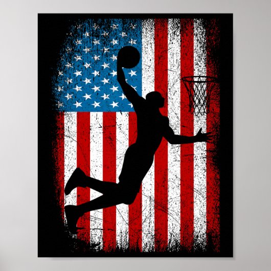 Noodlijdende Amerikaanse vlag  Basketbal 4e van Poster (Voorkant)
