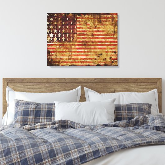 Noodlijdende Amerikaanse vlag Canvas Wrap (Insitu (Slaapkamer))
