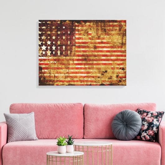 Noodlijdende Amerikaanse vlag Canvas Wrap (Insitu (Woonkamer))