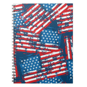 Noodlijdende Amerikaanse vlag geschilderd patroon Notitieboek