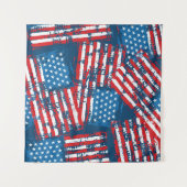 Noodlijdende Amerikaanse vlag geschilderd patroon Wandkleed (Voorkant (horizontaal))