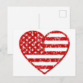 Noodlijdende Amerikaanse vlag hart Briefkaart (Voorkant / Achterkant)
