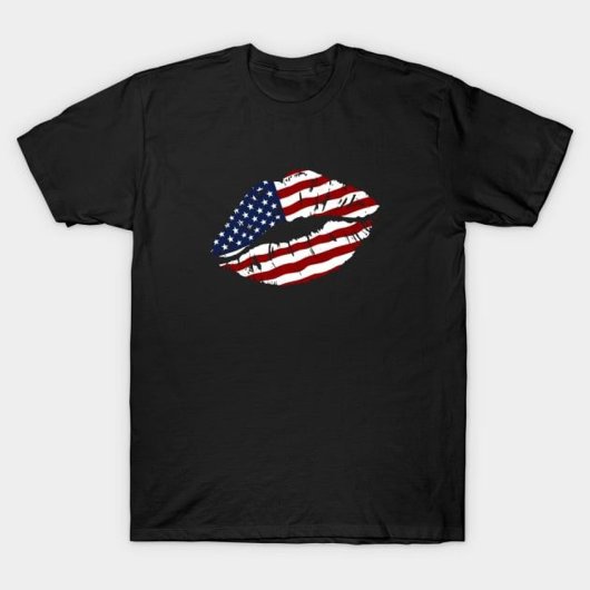 Noodlijdende Amerikaanse vlag Lippen T-shirt
