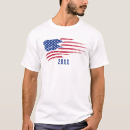 Noodlijdende Amerikaanse vlag met datum T-shirt