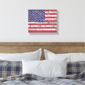 Noodlijdende Amerikaanse vlag Rood Wit Blauw Patri Canvas Afdruk (Insitu (Slaapkamer))