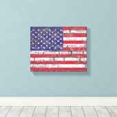 Noodlijdende Amerikaanse vlag Rood Wit Blauw Patri Canvas Afdruk (Insitu (Houten vloer))