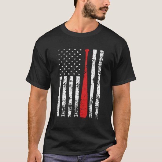Noodlijdende Amerikaanse vlag thema honkbal fans s T-shirt (Voorkant)