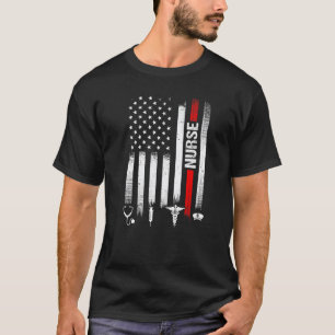 Noodlijdende Amerikaanse Vlag Verpleegster Stethos T-shirt