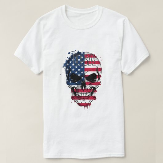 Noodlijdende Amerikaanse vlaggenschedel T-shirt (Design voorkant)