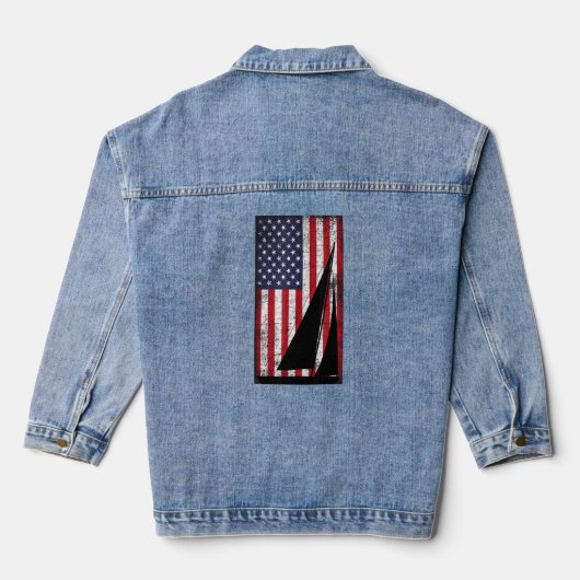 Noodlijdende Amerikaanse vlaggenvaren Denim Jacket (Achterkant)