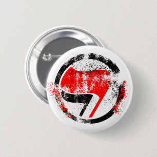 Noodlijdende anti-fascistische actie vlag ronde button 5,7 cm