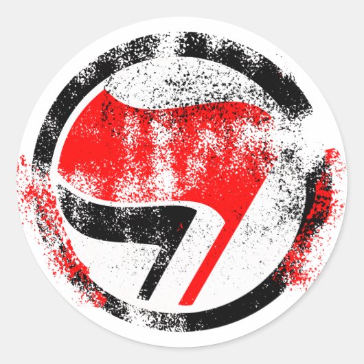 Noodlijdende anti-fascistische actie vlag ronde sticker (Voorkant)