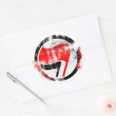 Noodlijdende anti-fascistische actie vlag ronde sticker (Envelop)