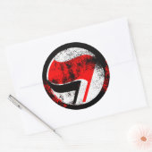 Noodlijdende anti-fascistische actie vlag ronde sticker (Envelop)