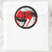 Noodlijdende anti-fascistische actie vlag ronde sticker (Tas)