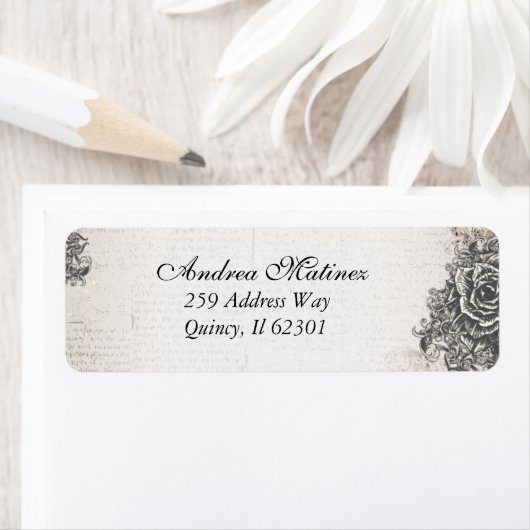 Noodlijdende Antiek Roos Adresetiketten Etiket (Insitu)