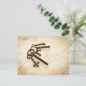 Noodlijdende Antiek Skeleton Sleutels op Sleutelri Briefkaart (Staand voorkant)