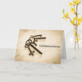 Noodlijdende Antiek Skeleton Sleutels op Sleutelri Kaart (Gele Bloem)