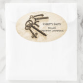 Noodlijdende Antiek Skeleton Sleutels op Sleutelri Ovale Sticker (Tas)