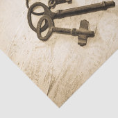 Noodlijdende Antiek Skeleton Sleutels op Sleutelri Tissuepapier (Detail)