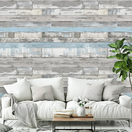 Noodlijdende Beachwood Lichtblauw Grijs Kamerpatro Behang