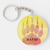 Noodlijdende Beer Paw Print Aangepaste naam Sleutelhanger (Voorkant)