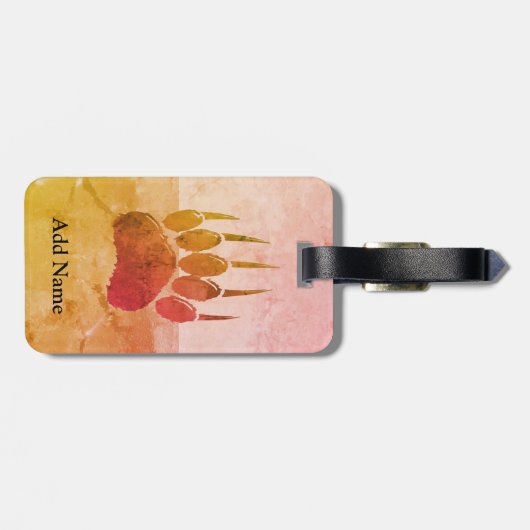 Noodlijdende Beer Paw Print Bagagelabel (Achterkant horizontaal)