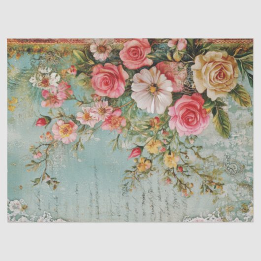 noodlijdende  bloemdecoupage tissuepapier (Voorkant)