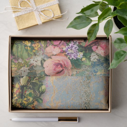 noodlijdende  bloemdecoupage tissuepapier (Geschenk)
