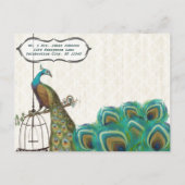 Noodlijdende Bloemen Peacock Vogelkooi Save the Da Aankondigingskaart (Achterkant)