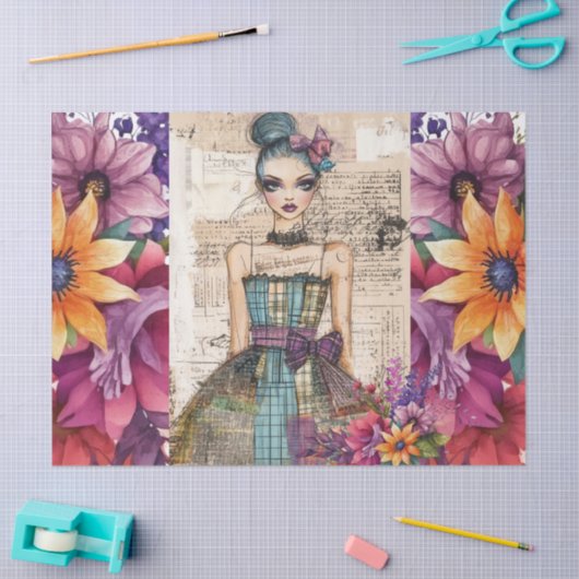 Noodlijdende bloemenjurk Ephemera Tissuepapier (Craft)