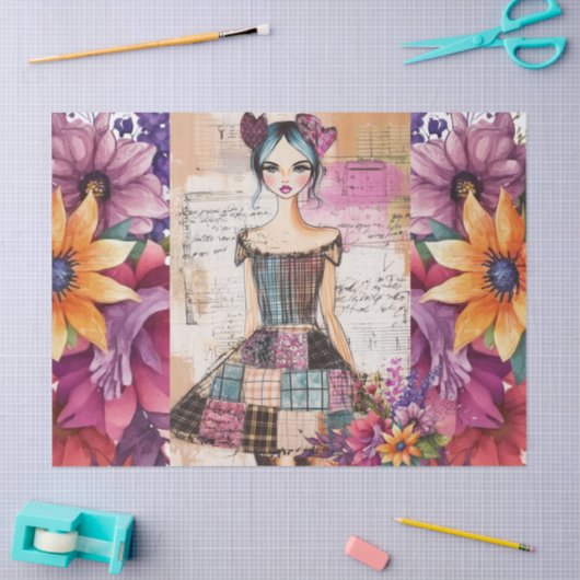 Noodlijdende  bloemenjurk Ephemera Tissuepapier (Craft)