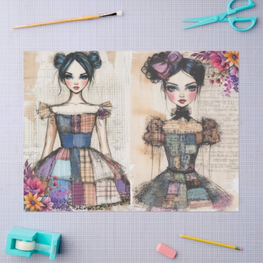 Noodlijdende  bloemenjurk Ephemera Tissuepapier (Craft)