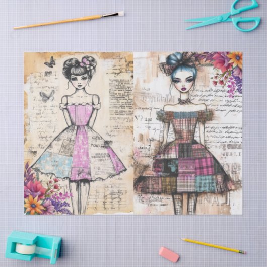 Noodlijdende  bloemenjurk Ephemera Tissuepapier (Craft)