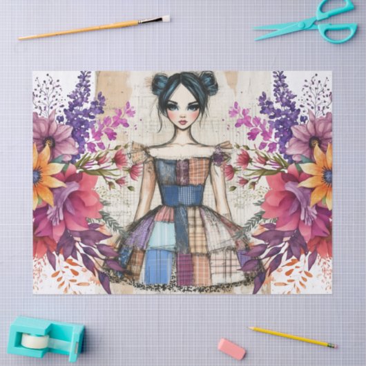 Noodlijdende  bloemenjurk Ephemera Tissuepapier (Craft)