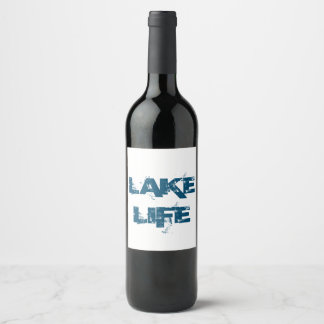 Noodlijdende Blue "Lake Life" Wijn Etiket