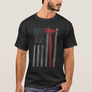 Noodlijdende brandweer bijl Amerikaanse vlag brand T-shirt