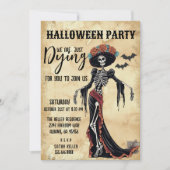 Noodlijdende Catrina Skelet Halloween Party Kaart (Voorkant)