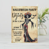 Noodlijdende Catrina Skelet Halloween Party Kaart (Staand voorkant)