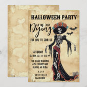 Noodlijdende Catrina Skelet Halloween Party Kaart (Voorkant / Achterkant)