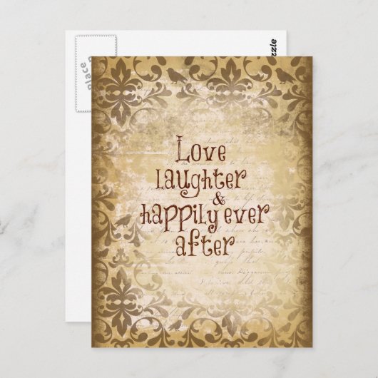  Noodlijdende Damask met Love Quote Briefkaart (Voorkant / Achterkant)
