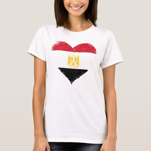 Noodlijdende Egypte Vlag Hart Vrouwen Wit T-shirt (Voorkant)