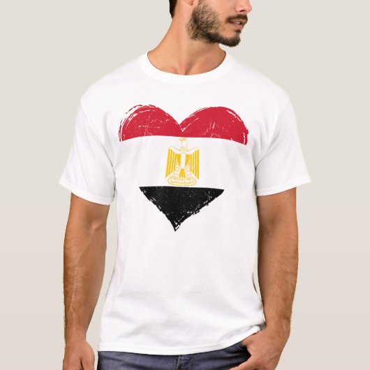 Noodlijdende Egyptische vlag Hart Mannen T-shirt (Voorkant)