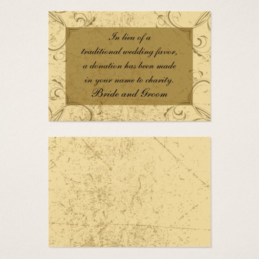 Noodlijdende en Elegante Bruiloft Charity Favor Ka Visitekaartjes (Voorkant /achterkant)