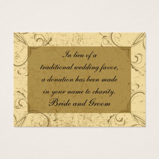 Noodlijdende en Elegante Bruiloft Charity Favor Ka Visitekaartjes (Voorkant)
