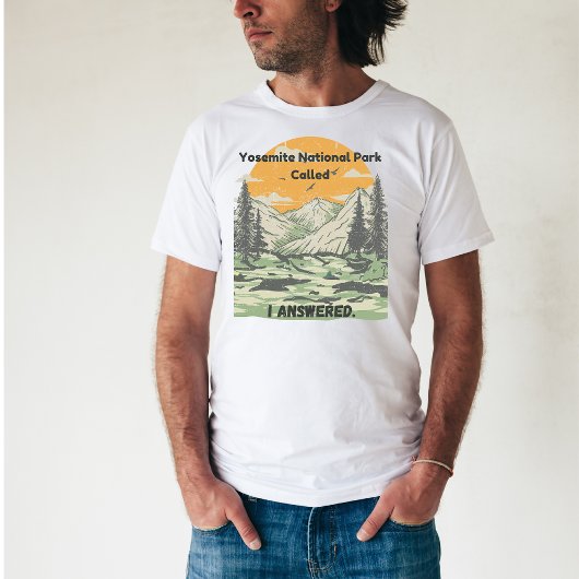 Noodlijdende Geel/Groene Print Yosemite Park Natuu T-shirt